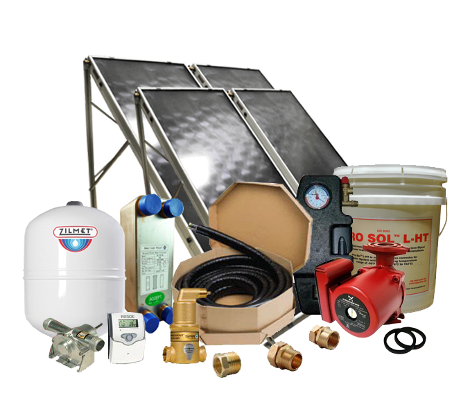 Solar Hot Water Retrofit Kit 4 Flat Plat Collectors